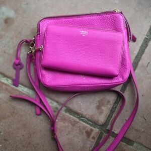 Fossil Pink Leather Crossbody Bag